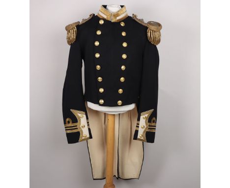 Royal Navy Post 1902 Officers Full Dress Coatee, in the rank of Lieutenant Commander, complete with all correct pattern butto