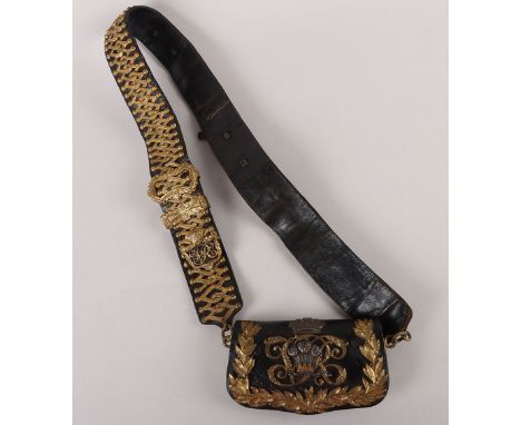 10th (Prince of Wales’ Own Royal Regiment of Light Dragoons) Hussars Officers Black Leather Pouch, Victorian Period, complete
