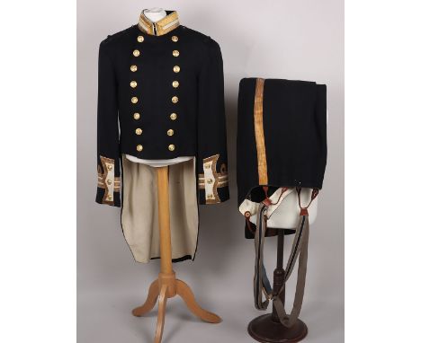 Royal Navy Post 1902 Officers Full Dress Coatee, in the rank of Commander, correct pattern buttons throughout together with g