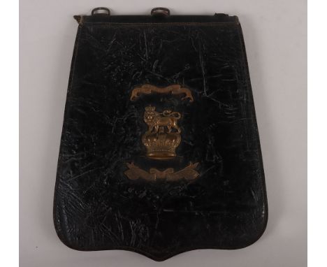 Royal Marine Light Infantry Officers Undress Sabretache, the black leather face with gilt mounts Gibraltar, The Royal Crest, 