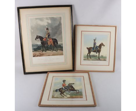 Military Print, Mounted Officers of the 13th Light Dragoons, Royal Inniskilling  Dragoons and a third of Lieutenant General B