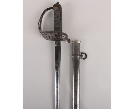 An 1854 pattern Rifle officer’s piquet weight sword by WILKINSON PALL MALL LONDON No.25845 (=1884CE) blade 83cms etched with 