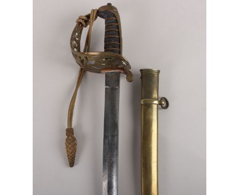 An 1857 Pattern Royal Engineers officer’s sword, broad blade 81cms by ALFRED PILLIN MANUFACTURER GERRARD St. SOHO LONDON, etc