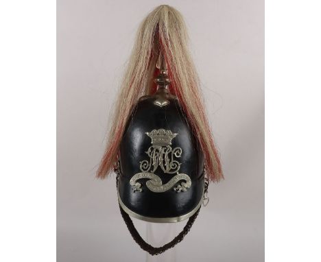 1st Huntingdonshire Mounted Rifles/Light Horse (Duke of Manchester’s) Troopers Helmet, the black leather skull with plated mo