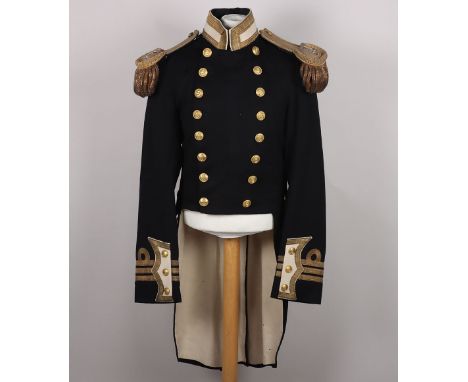 Royal Navy Post 1902 Officers Full Dress Coatee, the cuff rank indicates that of a Commander, complete with correct pattern b