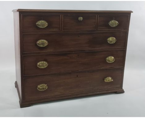 19th century mahogany chest of three short over three long drawers, to bracket feet, 115cm x 90cm&nbsp;