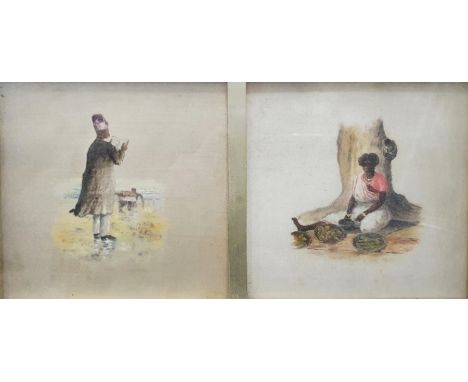 19th century Asian schoolSet of four watercolours (framed as two)Portrait studies of Indian figures, to include water carrier