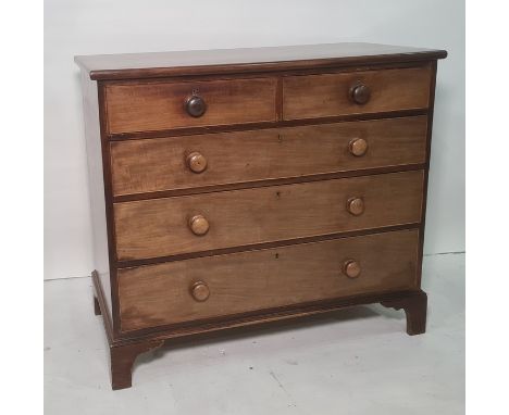 19th century mahogany chest of two short over three long drawers, on bracket feet, 107cm x 95cm