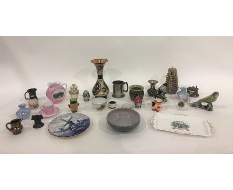 Colclough part tea service with pink ground, plato plate in box, Coalport Christmas mugs in box, stainless steel serving dish