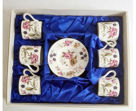 Set of six Coalport 'San Remo' china coffee cans and saucers in presentation box 