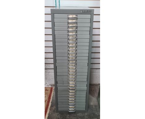 Vintage Bisley steel office filing drawers, 28 x 86cm