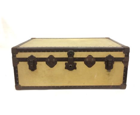 Large metal bound cream storage trunk