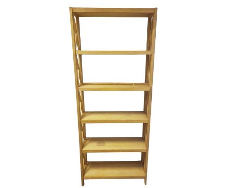 Modern oak six-shelf bookcase