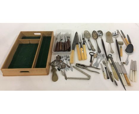 Quantity of James Ryals stainless steel flatware&nbsp;with wooden handles,&nbsp;other assorted flatware&nbsp;and&nbsp;a case 