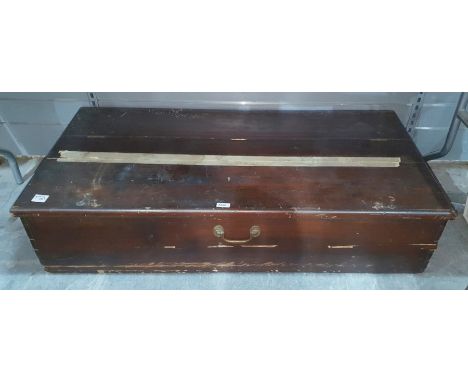 Large vintage wooden clerical robe storage box with hinged lid