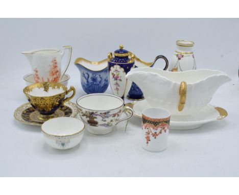 A good collection of pottery to include a Minton lidded small urn, Hammersley cup and saucer, Crescent China items, Aynsley c