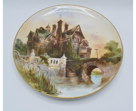 A 19th century Staffordshire pottery wall charger signed by John R Capey with 'Deserted' to rear. 37cm diameter. In good cond