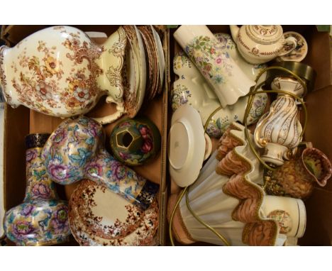 A mixed collection of 19th century and later pottery to include vases, a lamp base, plates, jugs etc (Qty). Condition is mixe