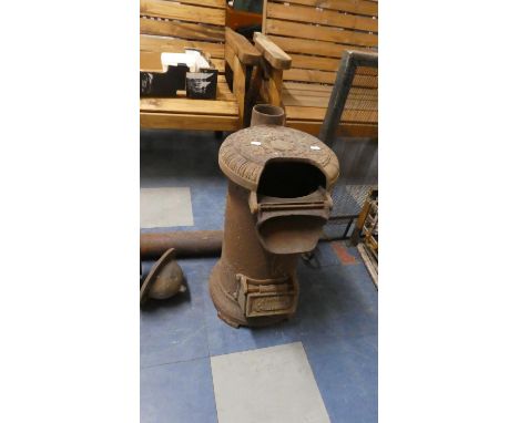 A Vintage Cast Iron Cylindrical Stove by Davis of Wellington, 62cm high 