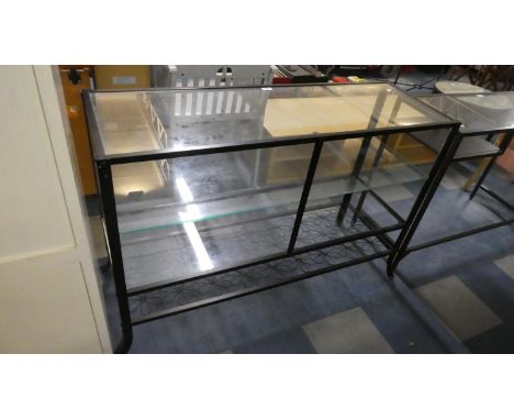A Metal and Glass Shelf or Plant Stand, 119cm wide 