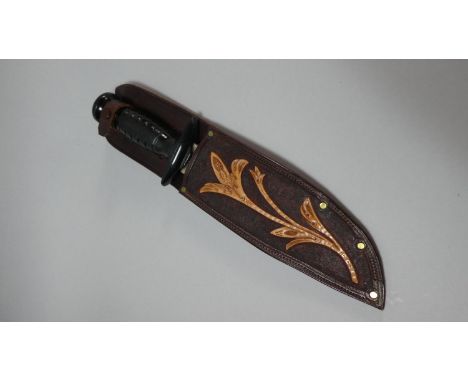 A Modern Hunting Knife with Leather Scabbard 