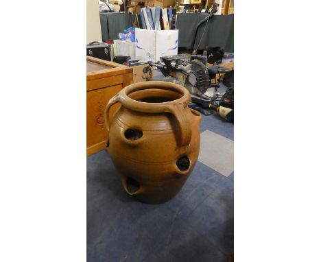 A Glazed Strawberry Planter, 41cm High 