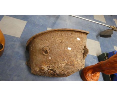 A Late 19th Century Cast Iron Corner Horse Trough with Enamelled Interior, 70cm Wide 
