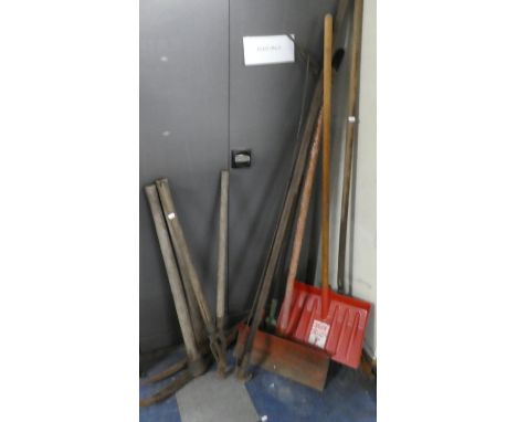 A Collection of Various Garden Tools, Pickaxes etc 