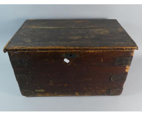 A Vintage Iron Bound Rectangular Tuck Box, 59cm Wide 