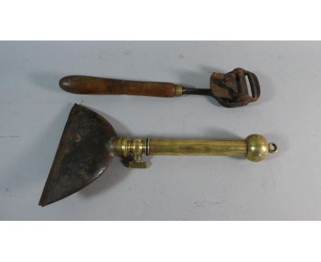 A Victorian Brass Handled Horse Mane or Tail Singer Together with a Vintage Stanley Type Box Scraper 