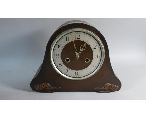 A Vintage Oak Veneered Federal Mantle Clock, Missing Glass 