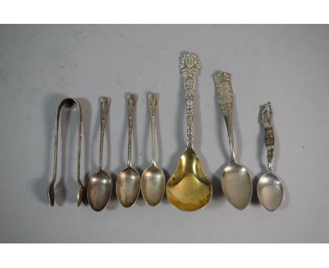 A Collection of Silver and Sterling Tea Caddy and Teaspoons, 135g 