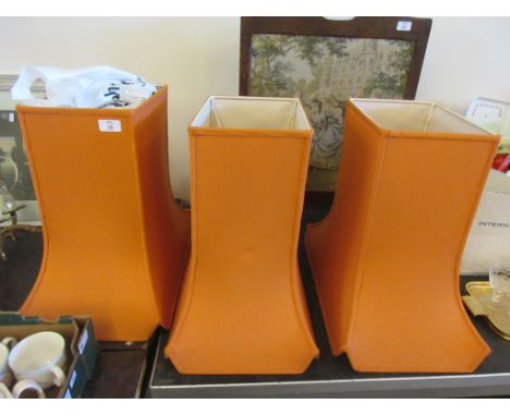 THREE MATCHING VINTAGE LAMP SHADES, EACH HEIGHT APPROX 46CM