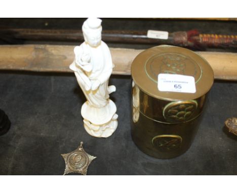 Oriental Caddy, Blanc de Chine Figure, Chinese Mao Medallion