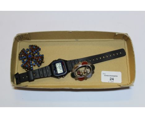 Scottish Brooch, Weiss Brooch and Casio Chrono Watch