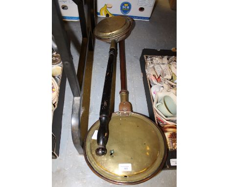 2 Vintage Brass and Copper Bedwarming Pans