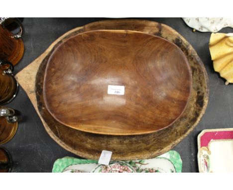2 Vintage Hand Carved Wooden Bowls