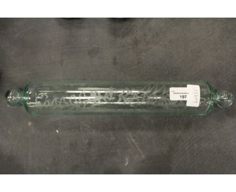 Glass Rolling Pin with Engraved Fern Decoration
