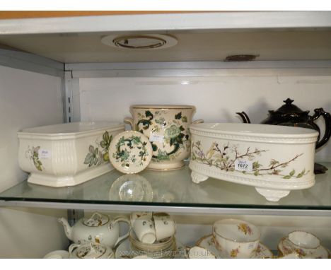 Two large oblong Royal Winton Planters, a Masons Ironstone large planter and small plate