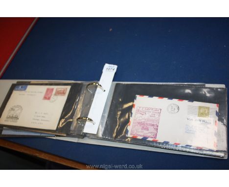 A blue FDC/covers album. World mix, 900D range of material (52 covers) mainly from 1930's - 1950's includes a selection of ai