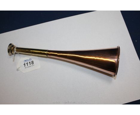 An old copper and brass Hunting Horn, 8 1/2" long.