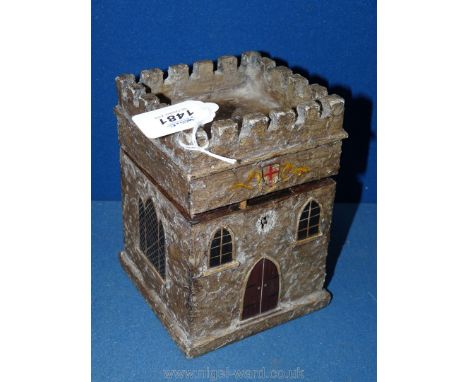 An English decorated single compartment Tea Caddy