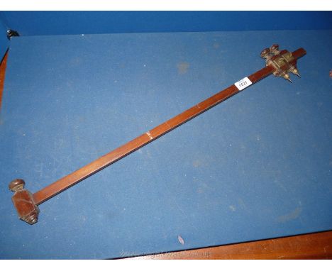 A large wooden setting-out compass, 28" long approx.
