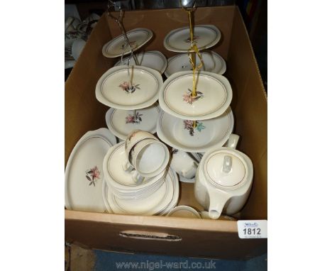 A quantity of Midwinter Stylecraft ceramic items in the Arden design, comprising seven three tier cake stands, each 13" tall,