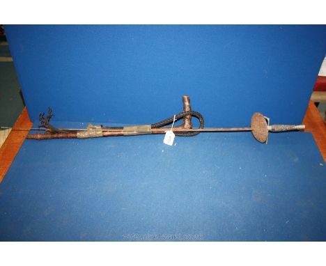 A fencing Epee Sword together with a coaching whip (a/f)