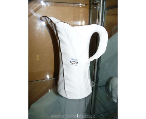 A large Royal Worcester porcelain Jug, fern leaf design with gilded rim, 8 1/2" tall.