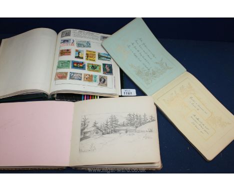 An Autograph book, from the 1900's, an album of Sketches and a Pelham Stamp album