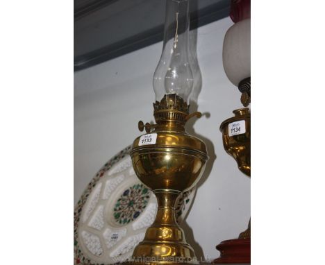 A Brass Oil Lamp, no shade