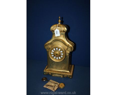 A possibly French ormolu striking Mantle Clock, Roman numerals, stamped Henry Bright Leamington (no hands)