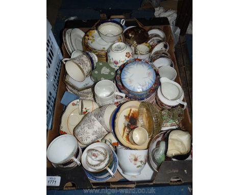 A quantity of china including Wedgwood jasper ware, Long John Silver toby jug, cups and saucers, etc